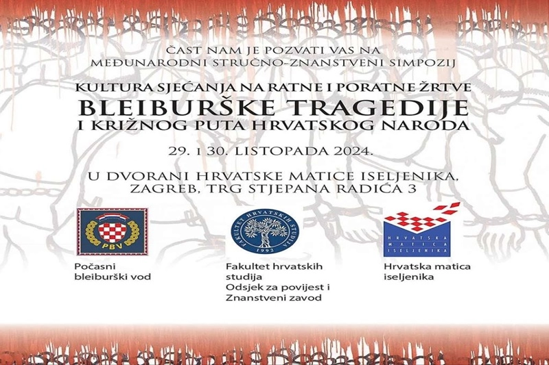 Međunarodni simpozij o kulturi sjećanja na Bleiburšku tragediju idućega tjedna u Zagrebu