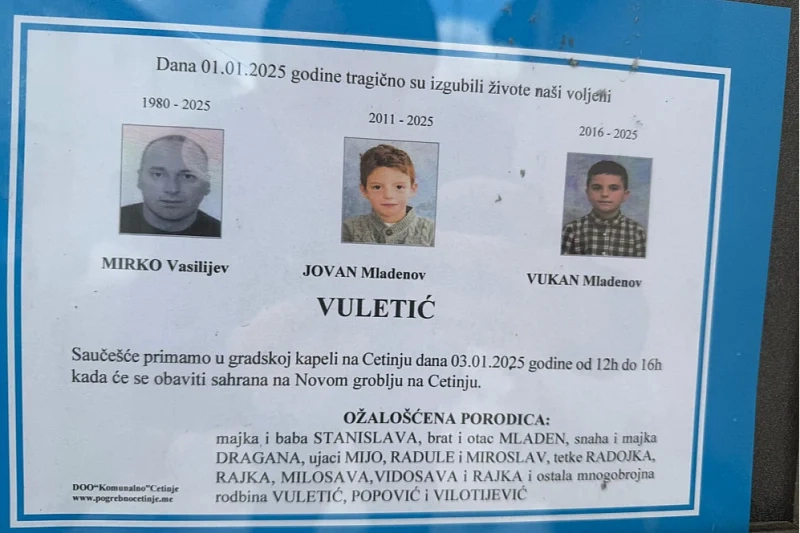 Poznata imena svih žrtava masakra kojeg je Martinović počinio na Cetinju